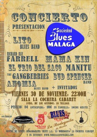 cartel anunciador del concierto de sociedad blues málaga