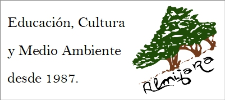 Logotipo de Almijara. Educación, Cultura y Medio Ambiente desde 1987.